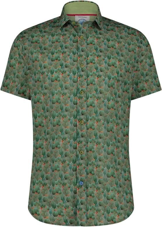 A fish named Fred regular fit overhemd Cactus met all over print sage green