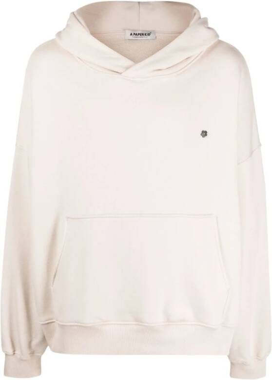 A Paper Kid Beige Trui met Geborduurd Logo Beige Heren