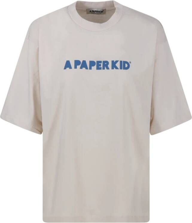 A Paper Kid Unisex Witte T-shirts en Polos met Logo Print White