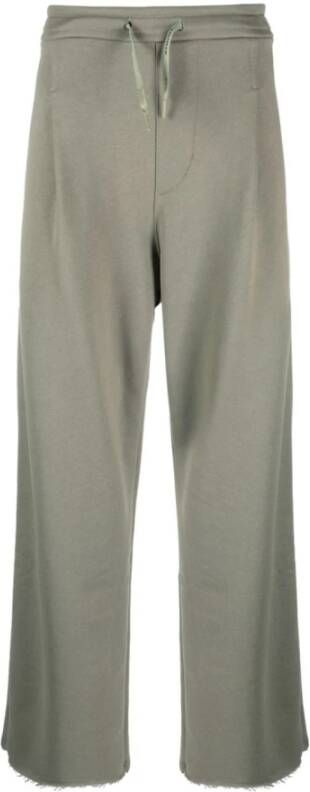 A Paper Kid Groene katoenen broek met logo-patch Green Heren