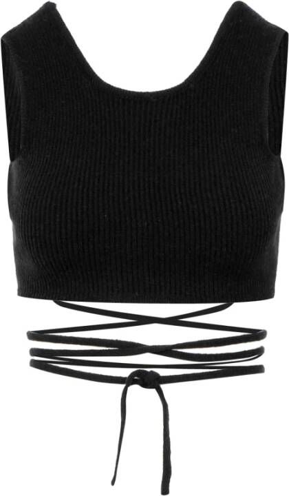 A Paper Kid Gebreide Crop Top Black Dames