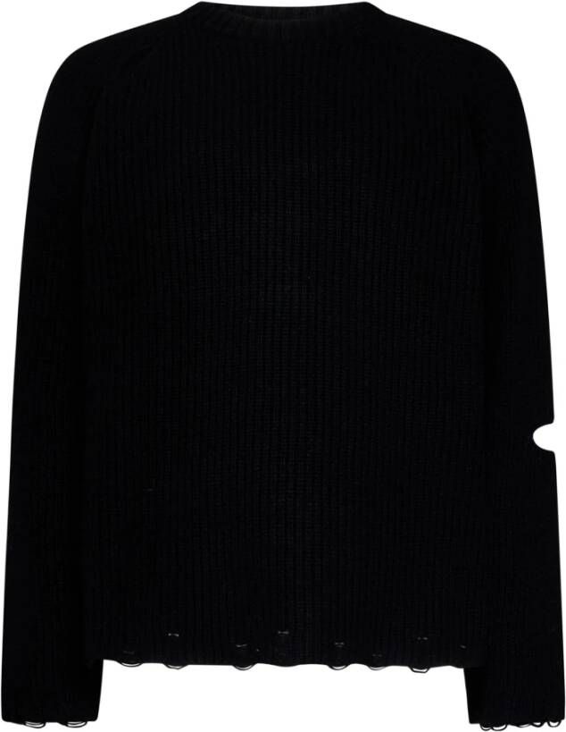 A Paper Kid Zwarte Distressed Crew-neck Sweater Zwart
