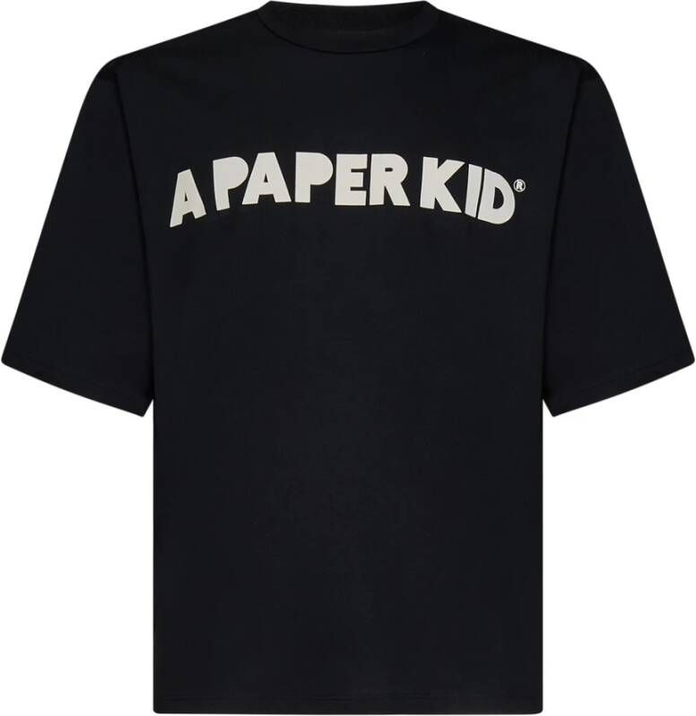 A Paper Kid Zwarte T-shirts en Polos voor kinderen Zwart Heren