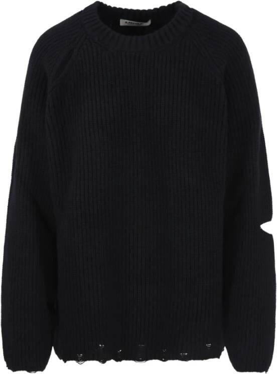 A Paper Kid Zwarte Distressed Crew-neck Sweater Black