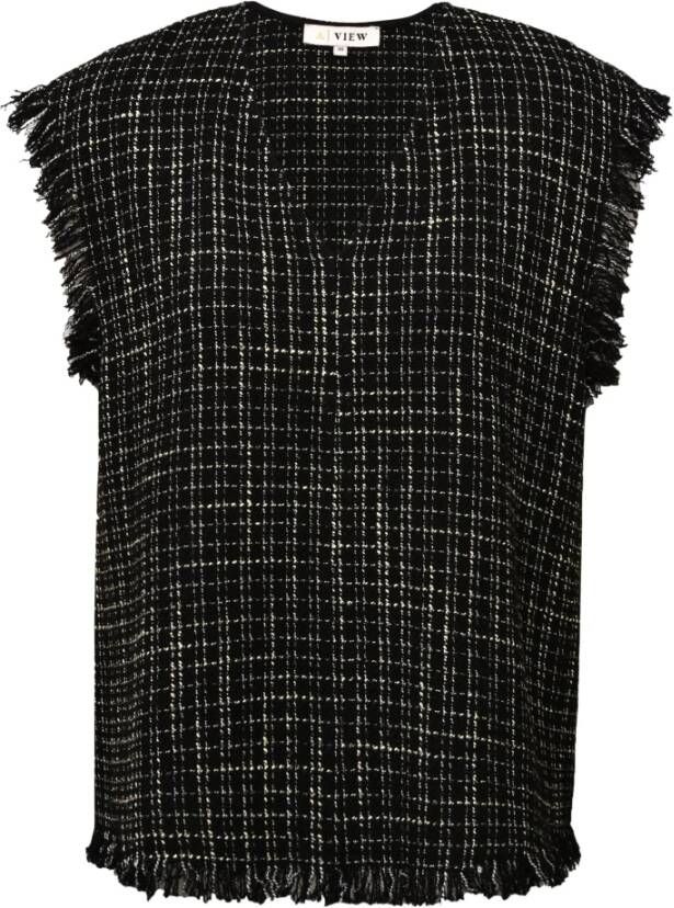 A-View Diana Boucle Mouwloze Top Zwart Black Dames