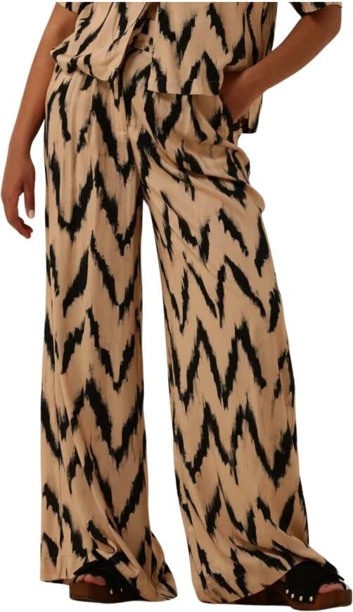 Aaiko high waist straight fit pantalon met all over print ecru zwart - Foto 5