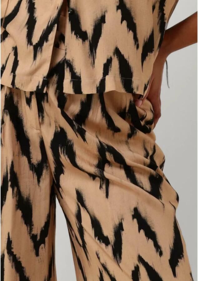 Aaiko high waist straight fit pantalon met all over print ecru zwart - Foto 4