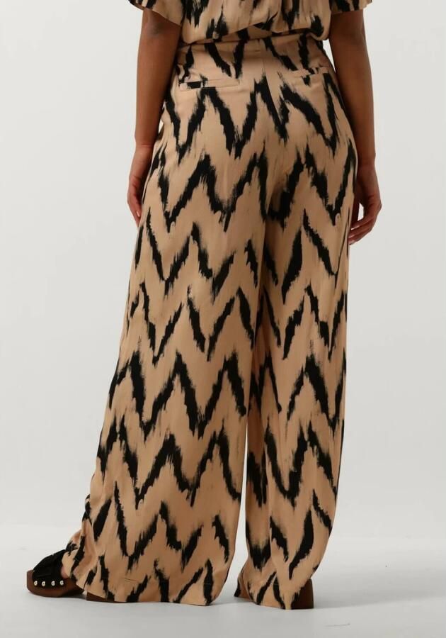 Aaiko high waist straight fit pantalon met all over print ecru zwart - Foto 3