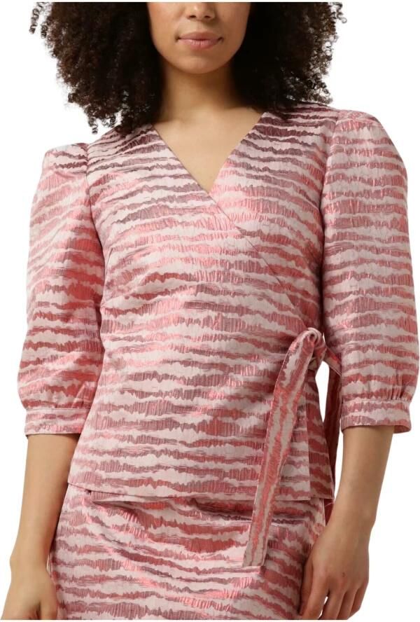 Aaiko overslag top met all over print en overslag detail lichtroze - Foto 3