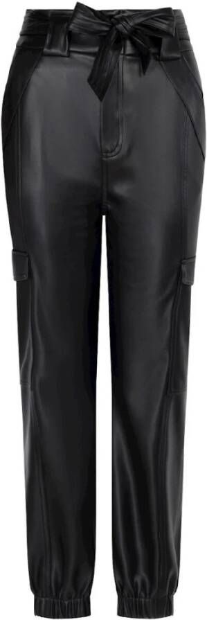Aaiko Bibi Zwarte Imitatie Leren Cargo Broek Black Dames