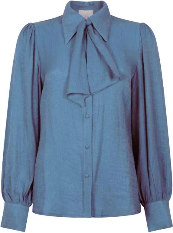 Aaiko Viscose blouse met pofmouw Veronne blauw