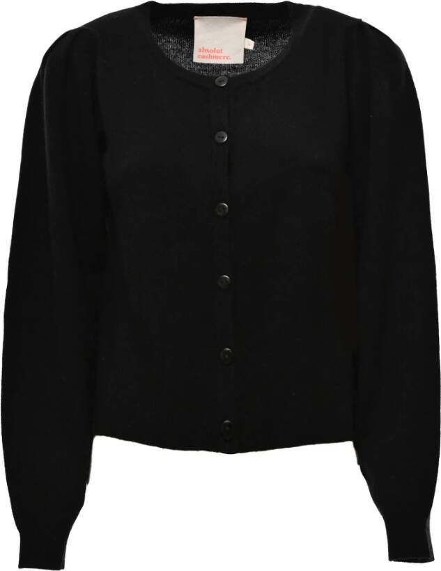 Absolut Cashmere Kasjmier Knopensweater Ronde Hals Black Dames