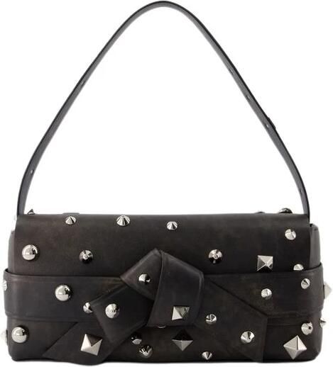Acne Studios Hobo bags Musubi Elongated Hobo Bag Leather Dark Brown in zwart