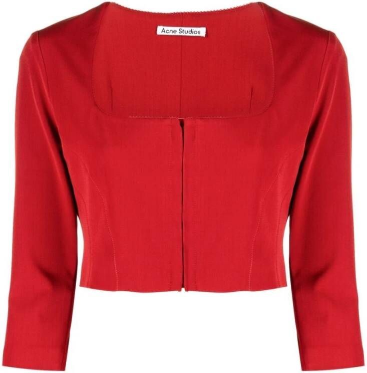 Acne Studios Rode Square-Cut Cropped Top Red Dames