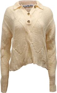 Acne Studios Cable Knit Sweater in Cream Acrylic Beige Dames
