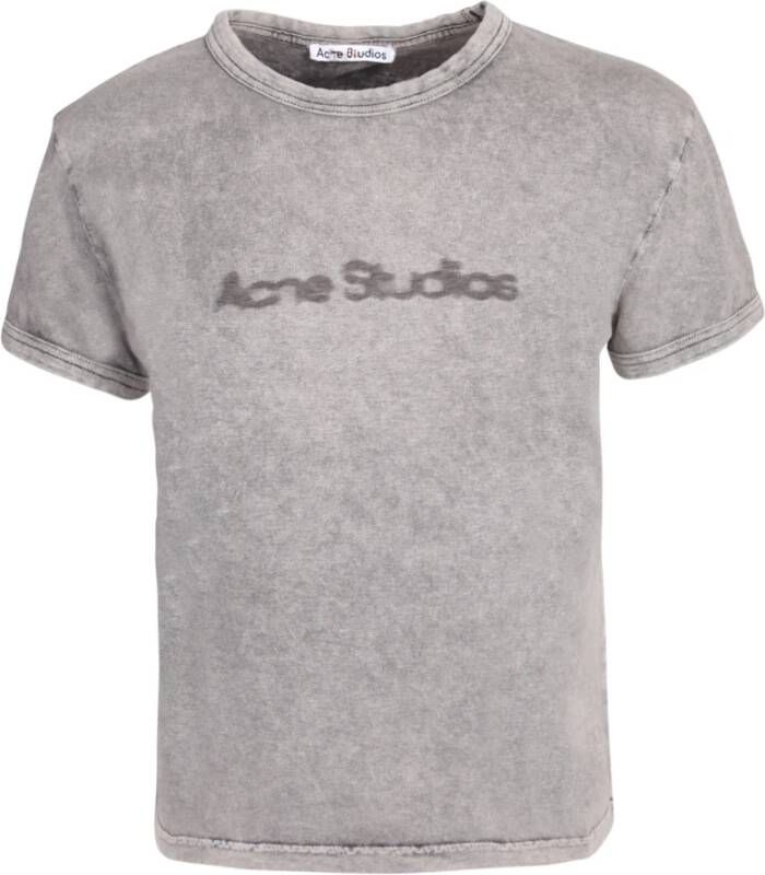 Acne Studios Grijze Logo Print Katoenen T-Shirt Grijs Dames