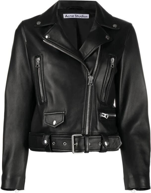 Acne Studios Leather Jackets Zwart Dames