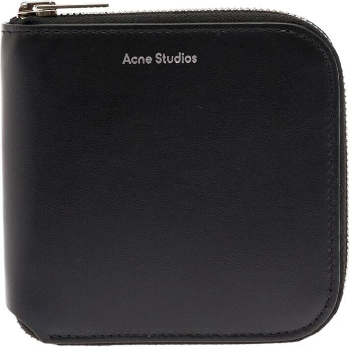 Acne Studios Zwarte leren portemonnee met ritssluiting Black Dames