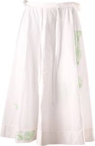 Acne Studios Pre-owned Acne Studios Embroidered A-line Midi Skirt in White Cotton Wit Dames
