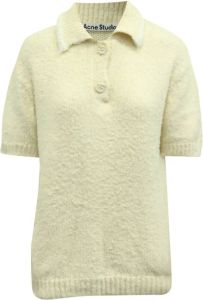 Acne Studios Pre-owned Knitted Polo Shirt in Cream Cotton Beige Dames
