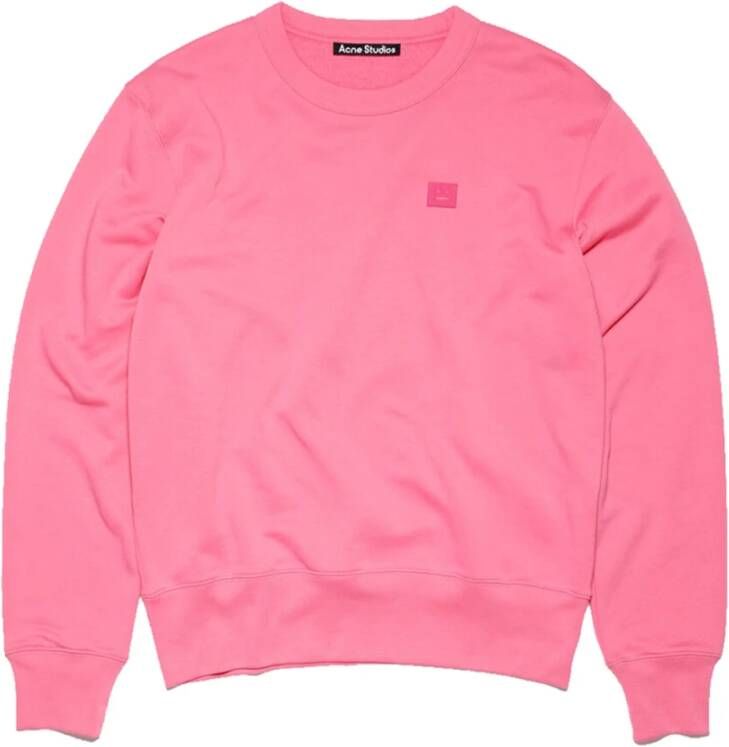 Acne Studios Felroze Unisex Face Sweatshirt Pink Heren
