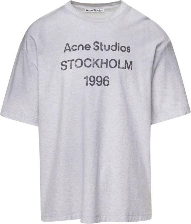 Acne Studios Oversize Logo Print T-shirt Gray Heren