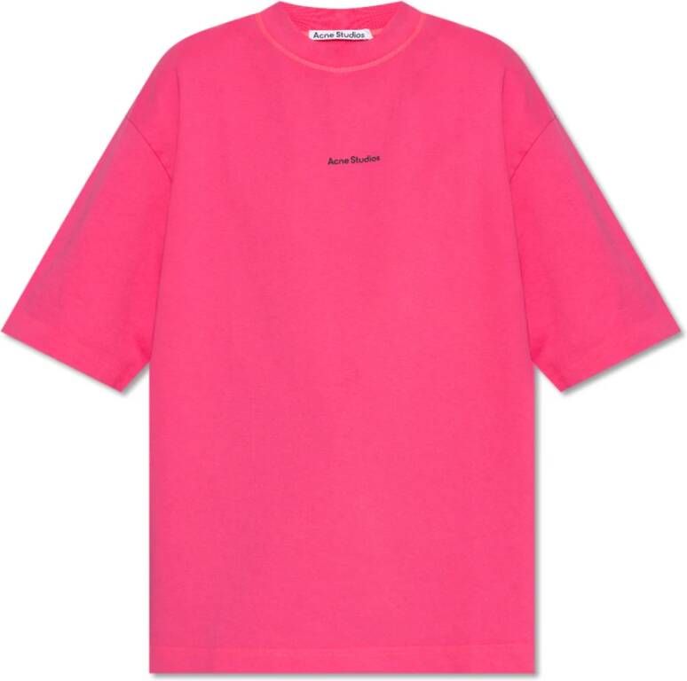 Acne Studios T-shirt met logo Roze Dames