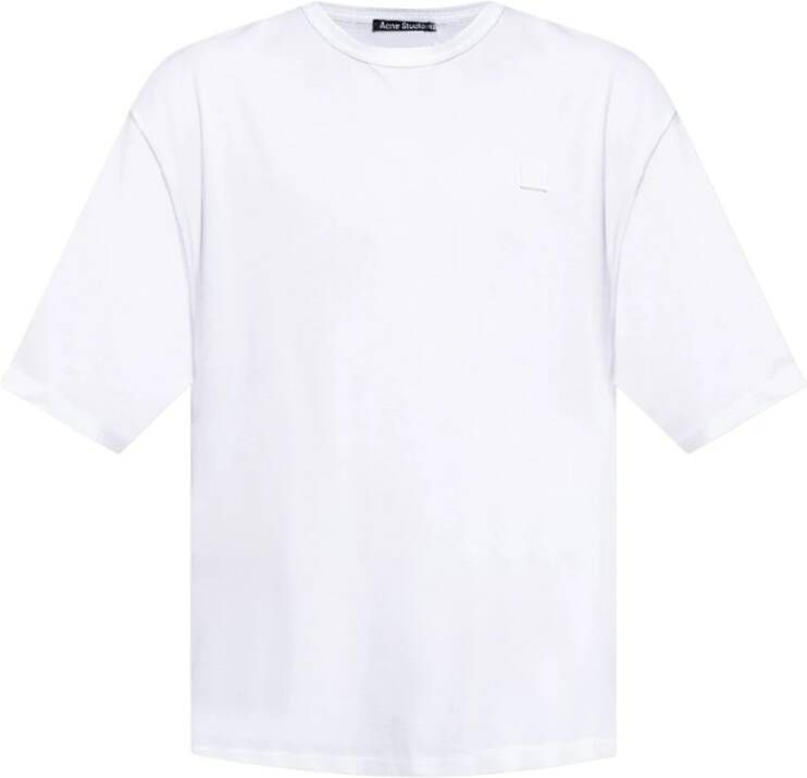 Acne Studios Wit Logo Katoenen T-shirt Polos White Heren
