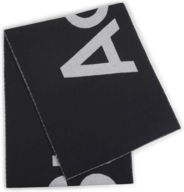 Acne Studios Zwart Wit Wol Sjaal Black
