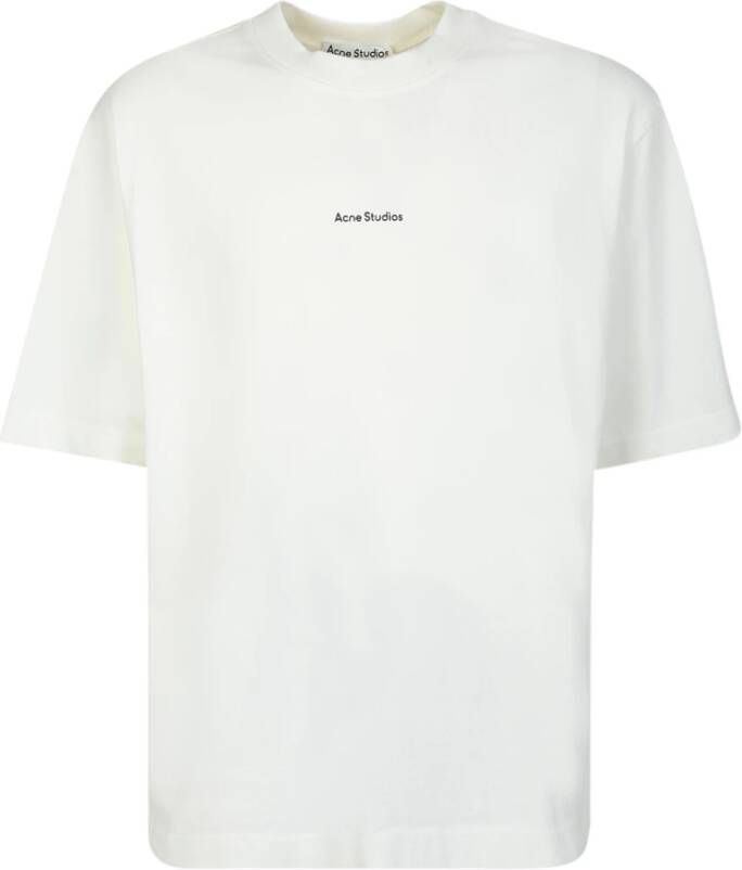 Acne Studios Wit Biologisch Katoenen T-Shirt met Logo Print White Heren