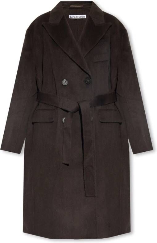 Acne Studios Wollen jas met ceintuur Grijs Dames