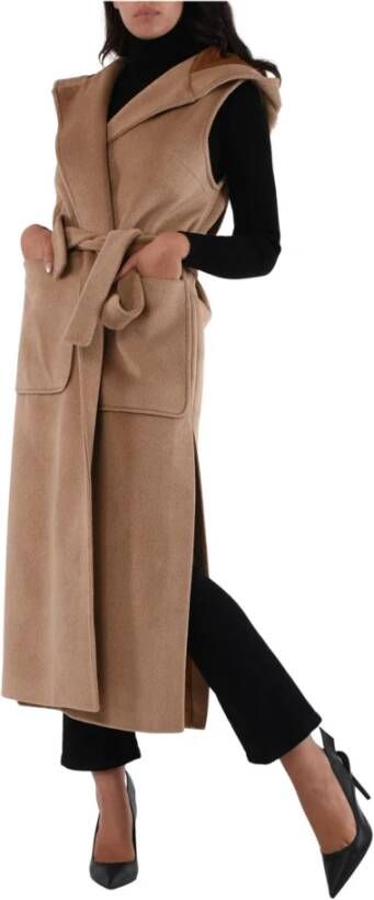 Actualee Gilet met Capuchon Riem en Zakken Bruin Dames