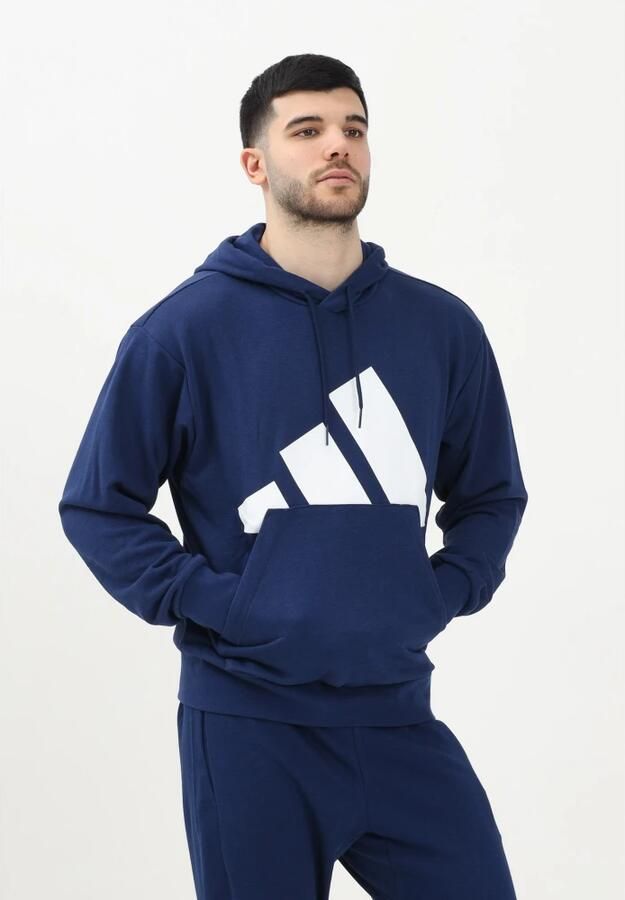 Adidas Blauwe hoodie Essentials Big Logo White Heren