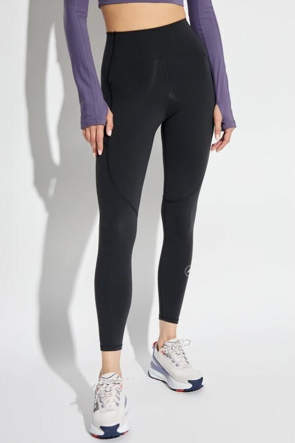 Adidas by stella mccartney Zwarte broek met elastische tailleband Black Dames - Foto 4