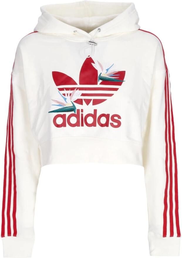Adidas Cropped Hoodie met Elastisch Koord White Dames - Foto 2