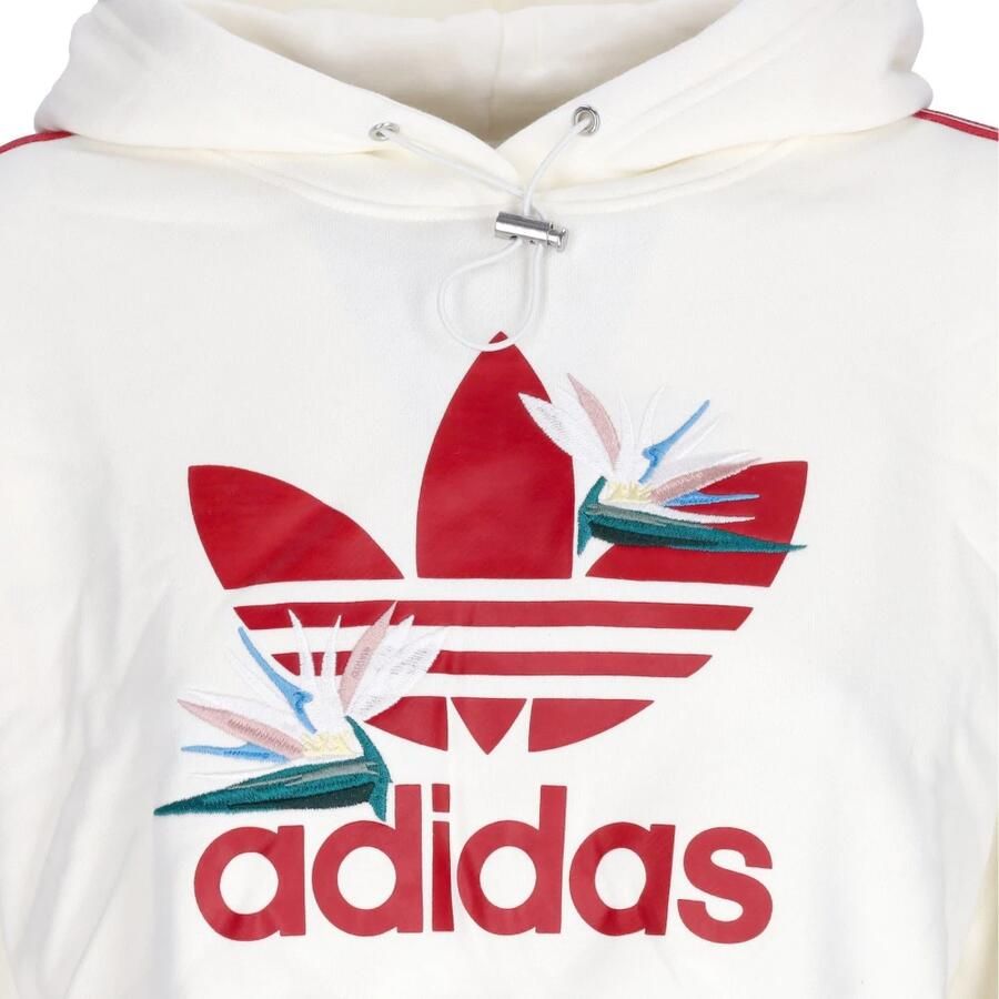 Adidas Cropped Hoodie met Elastisch Koord White Dames