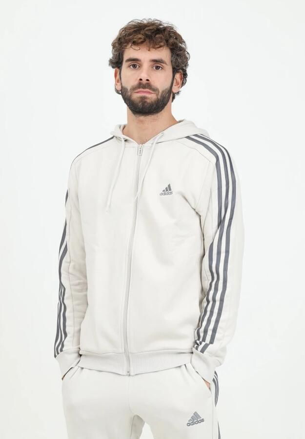 Adidas Sportswear Capuchonsweatvest ESSENTIALS 3-STRIPES CAPUCHONJACK comfortabel materiaal van katoenmix (1-delig)
