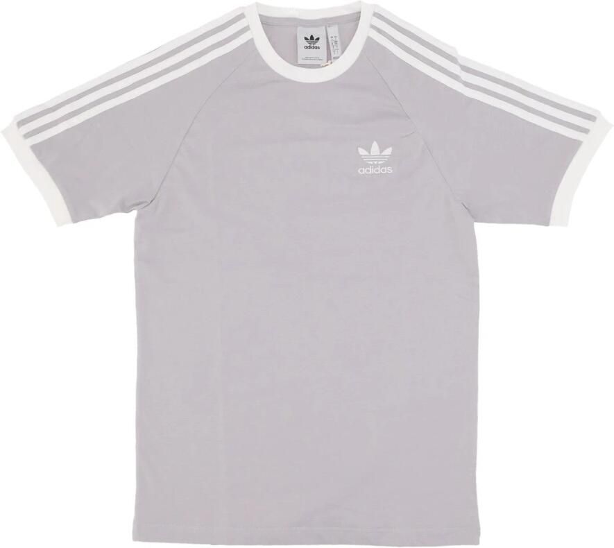 Adidas Grijze 3-Stripes Tee Crew-Neck Shirt Gray Heren