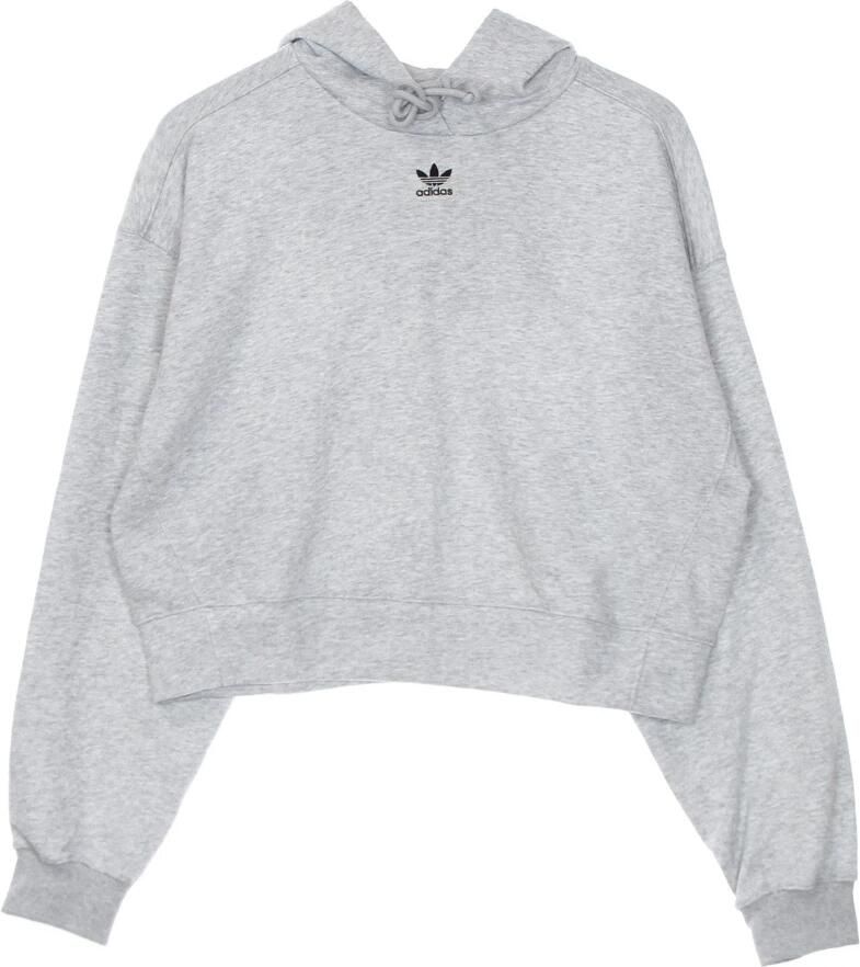 Adidas Grijze Cropped Hoodie met Trekkoordcapuchon Gray Dames