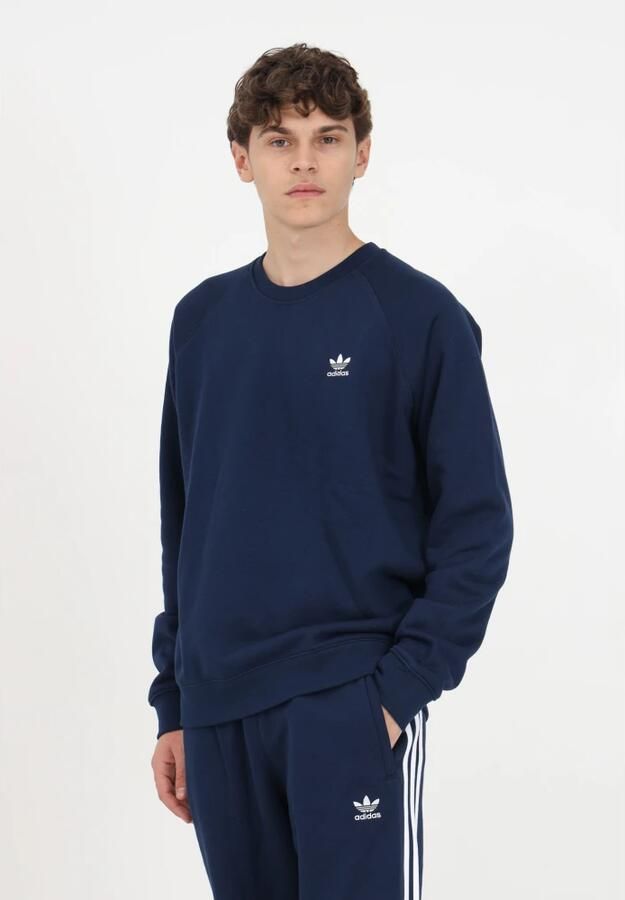 Adidas Originals Blauwe Herentrui met Geribbelde Kraag en Manchetten Blauw Heren