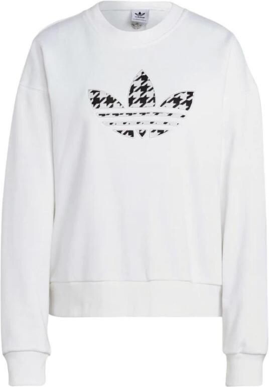 Adidas Originals Geribbelde Crewneck Hoodies Sportief Lange Mouw White Dames
