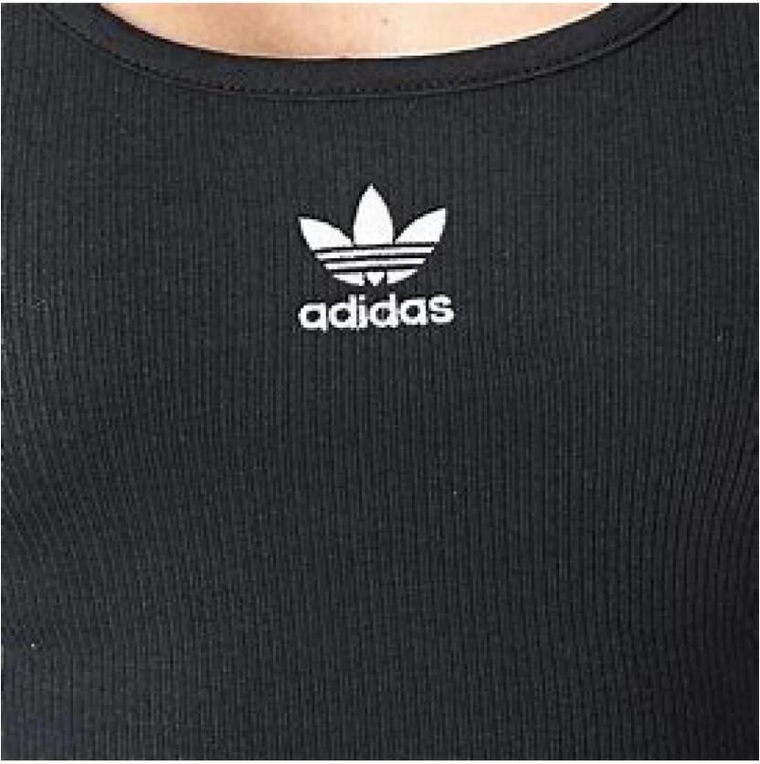 Adidas Originals Geribbelde Crop Top Katoenen Tank Black Dames - Foto 2