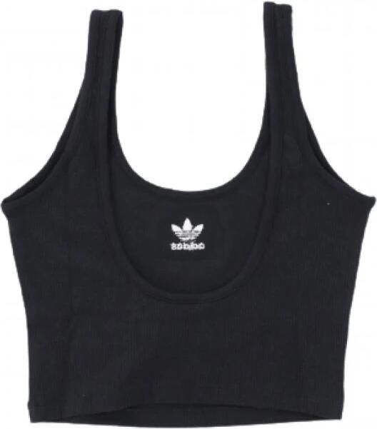 Adidas Originals Geribbelde Crop Top Katoenen Tank Black Dames