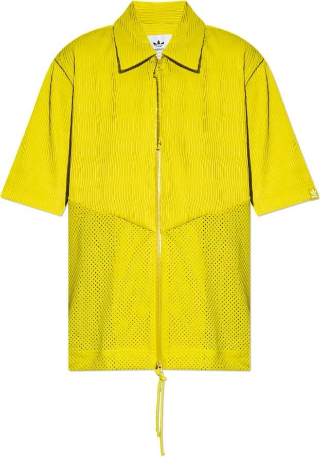 Adidas Originals Groene Geplooide Shirt met Tweewegsrits Green