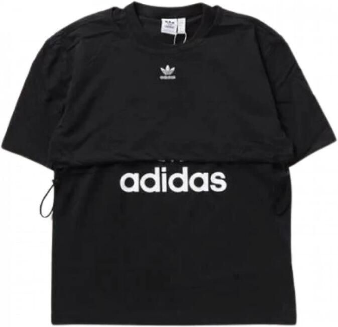 Adidas Originals Katoenen 2-in-1 Statement Top Black Dames