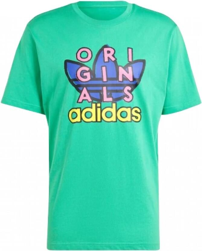 Adidas Originals Katoenen T-shirt met Gespoten Grafische Green Heren