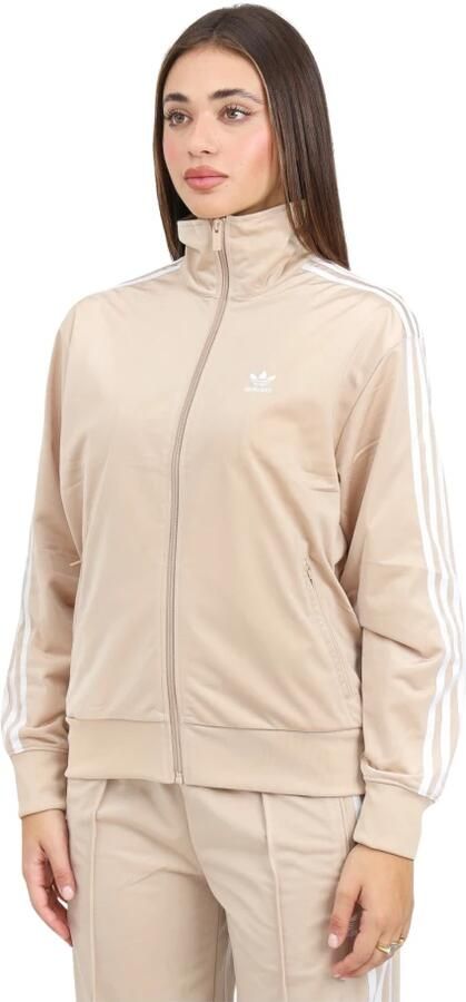 Adidas Originals Klassieke Losse Firebird Rits Sweater Beige Dames