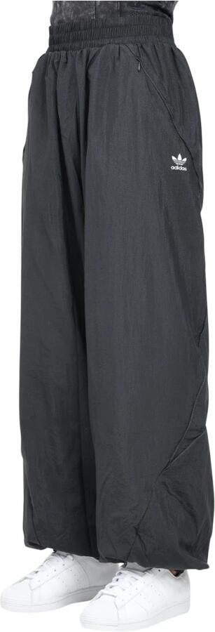 Adidas Originals Zwarte Wijde Voetbalgeïnspireerde Ripstopbroek Black Dames