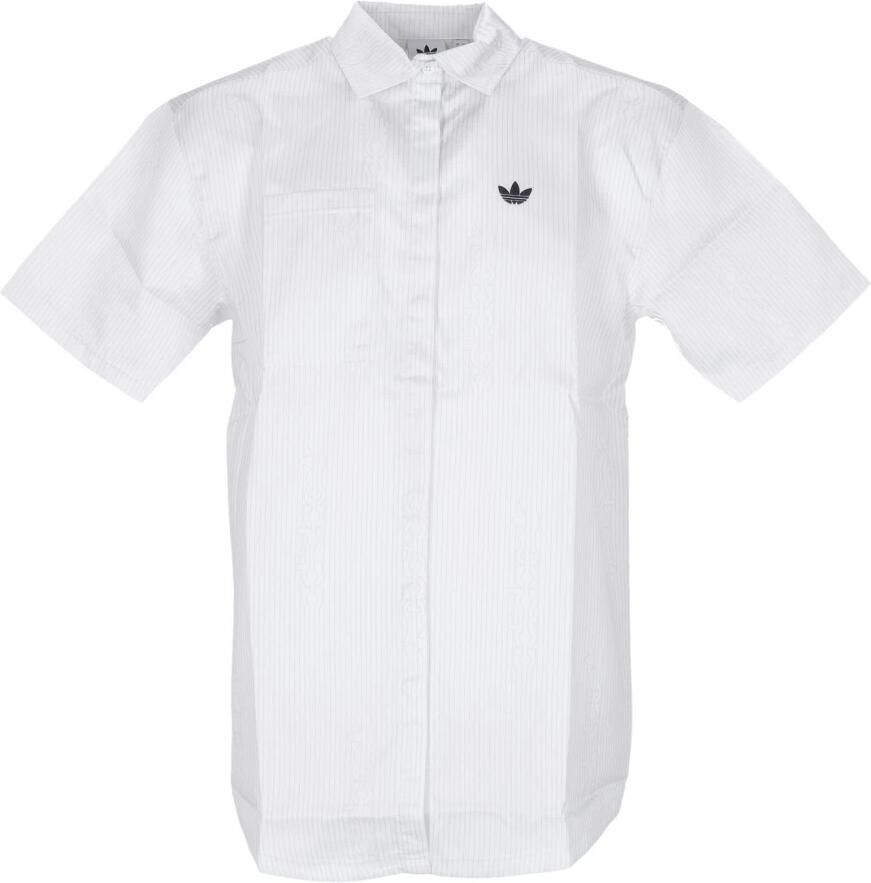 Adidas Satijnen Korte Mouw Shirt Wit Grijs White Dames