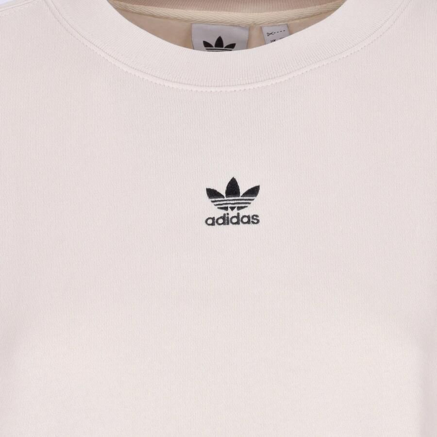 Adidas Witte Cropped Crewneck Sweatshirt Essentials Beige Dames